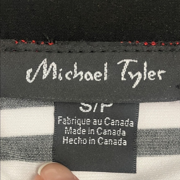 Striped Black and Red Twin Set Cami & Jacket Top 2 Way Zipper Long sleeve Size S - Picture 9 of 16